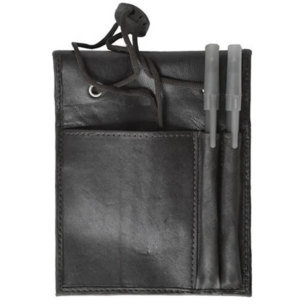 1 X Leather Badge Wallet Neck Strap ID Credit Card Holder Bifold Passport Pouch