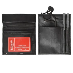 1 X Leather Badge Wallet Neck Strap ID Credit Card Holder Bifold Passport Pouch