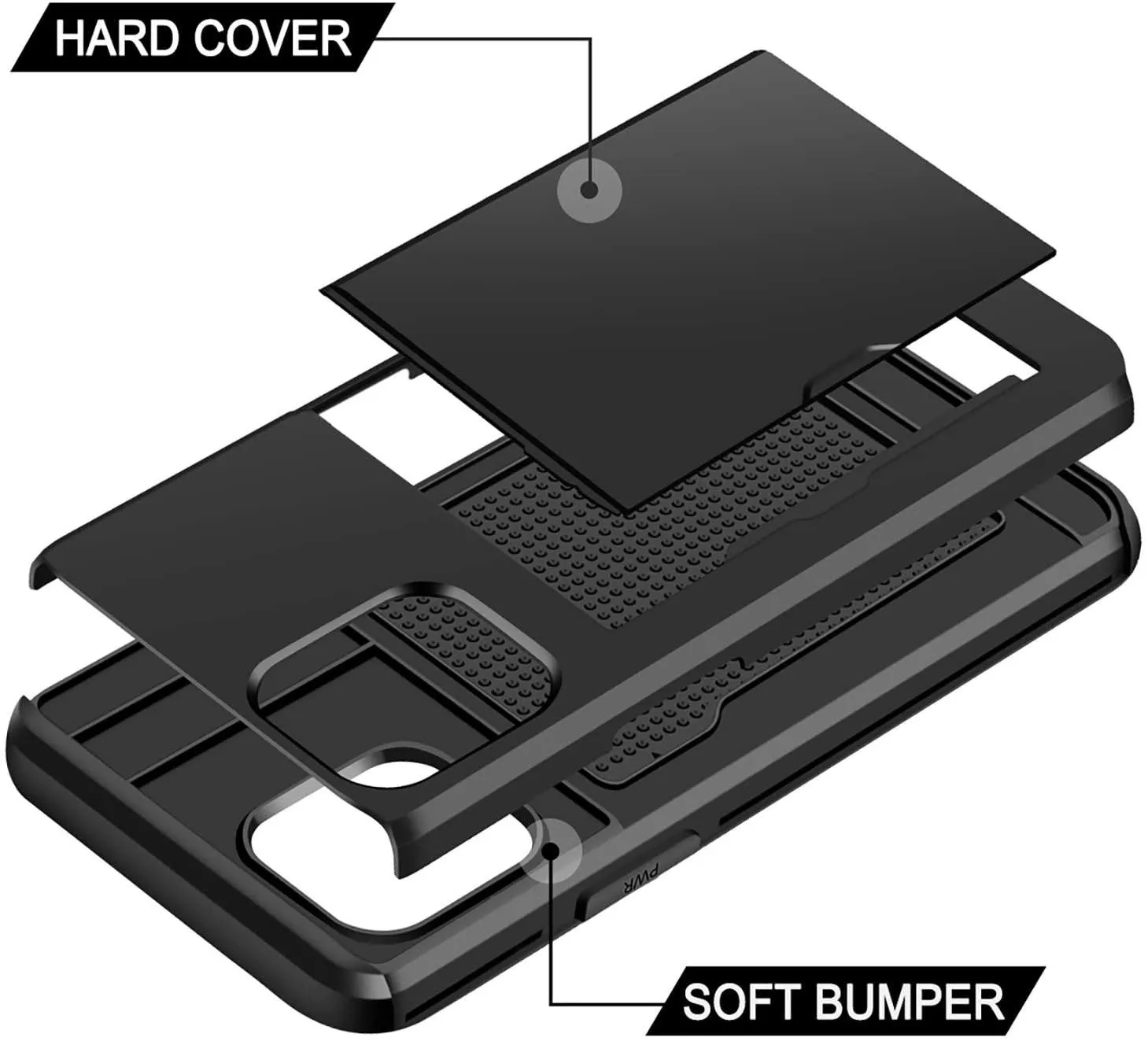 Armor Slide Card Case For iPhone 7 to 12 Wallet Slide Cover