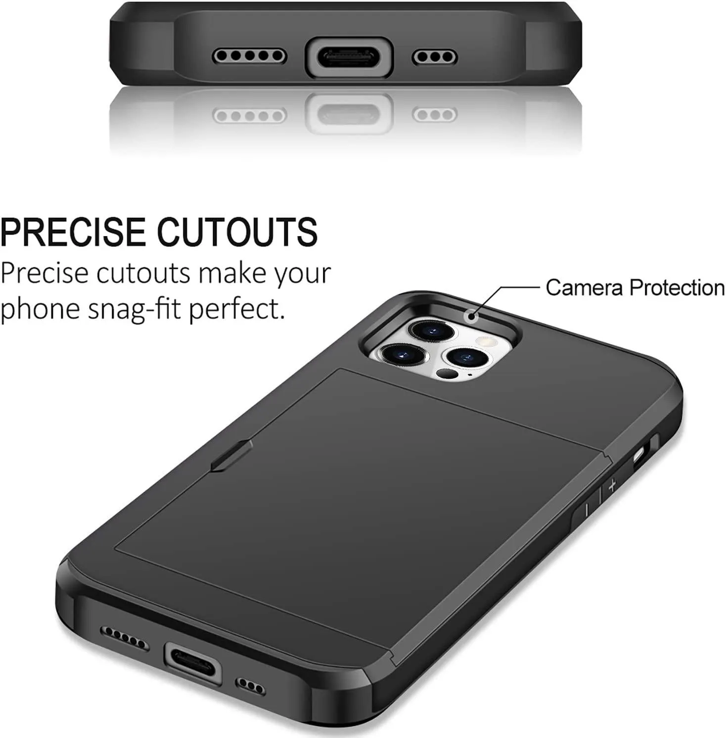 Armor Slide Card Case For iPhone 7 to 12 Wallet Slide Cover