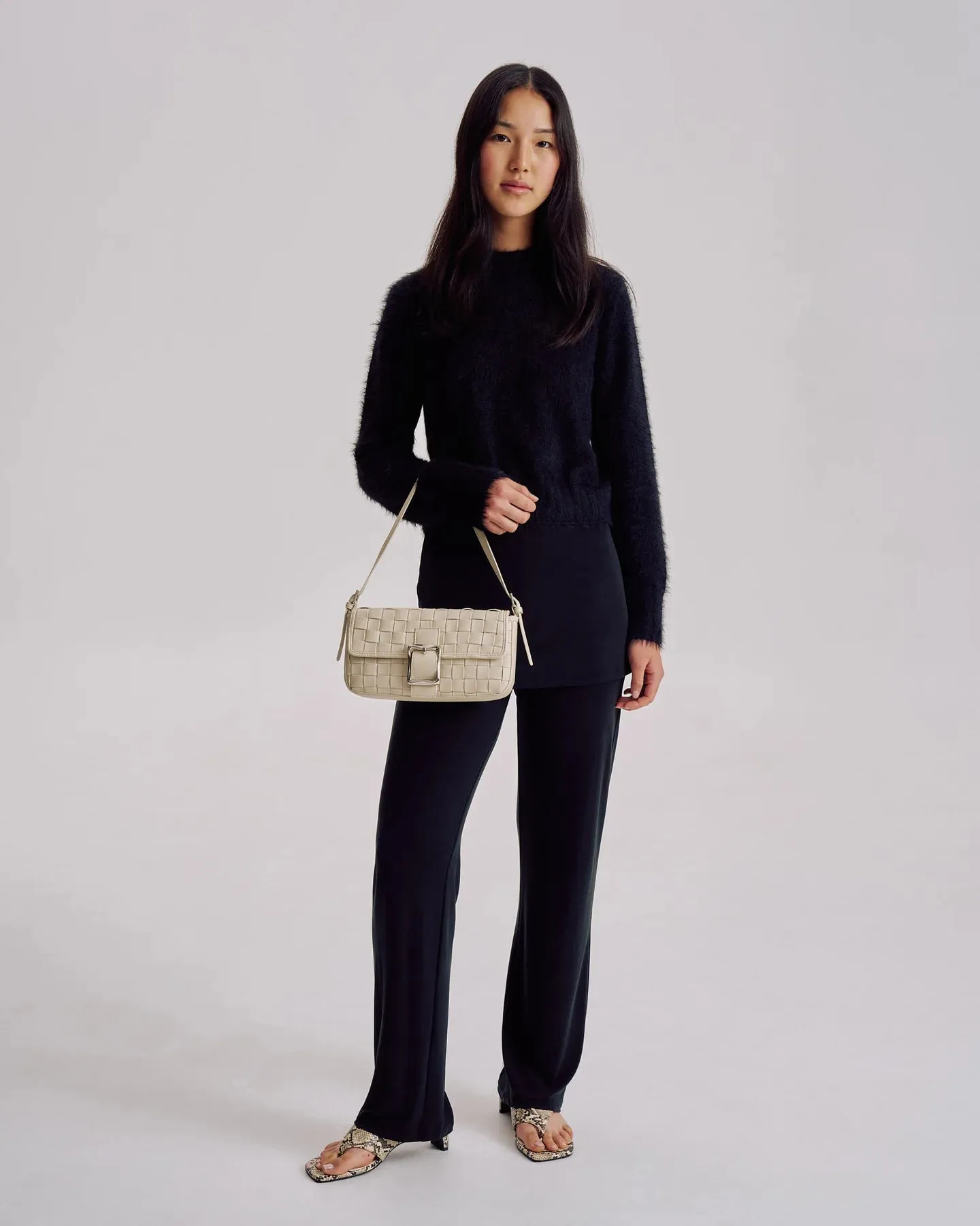 Brie Leon 'Lena Woven Baguette' - Ecru Soft