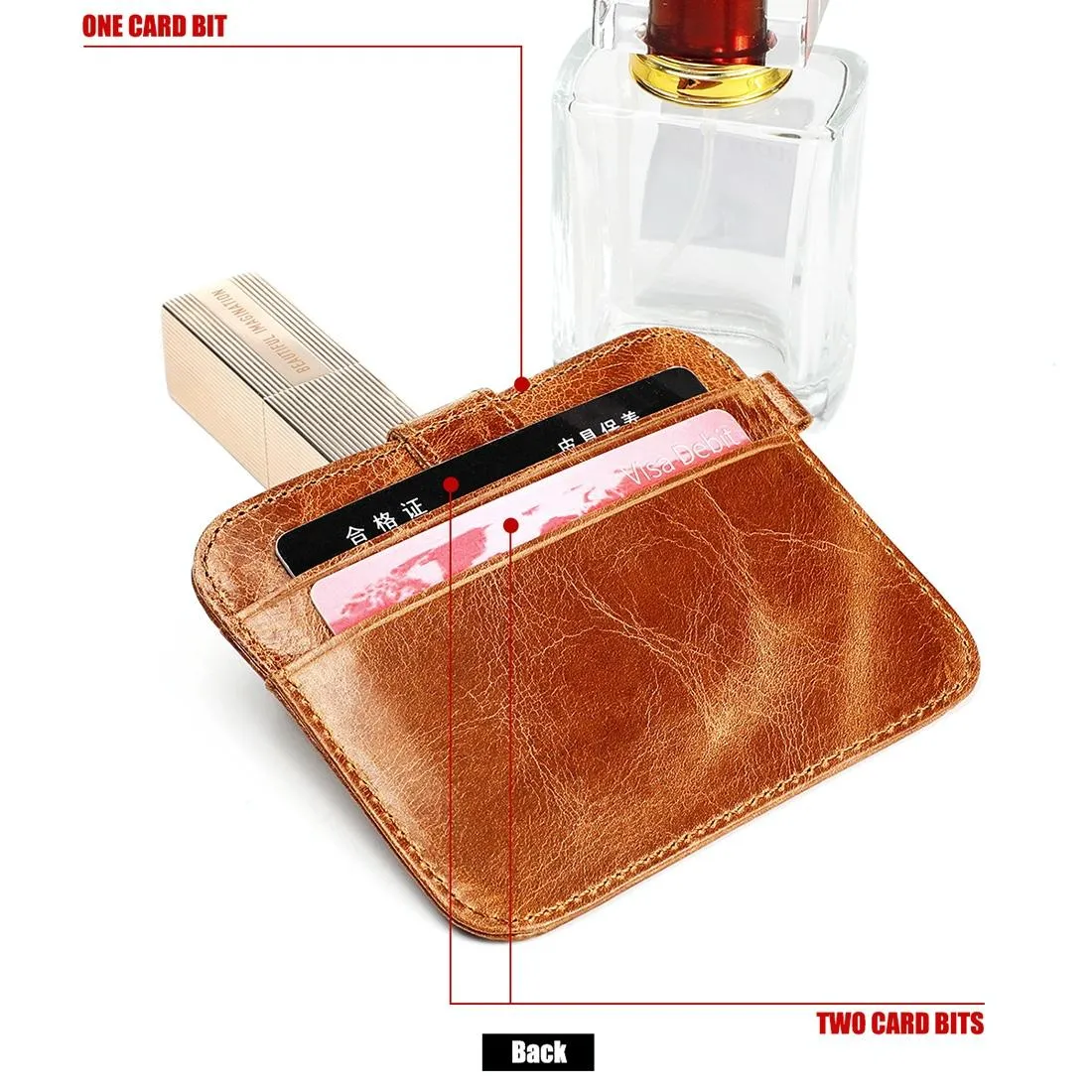 Brown Crazy Horse Leather Card Holder Wallet