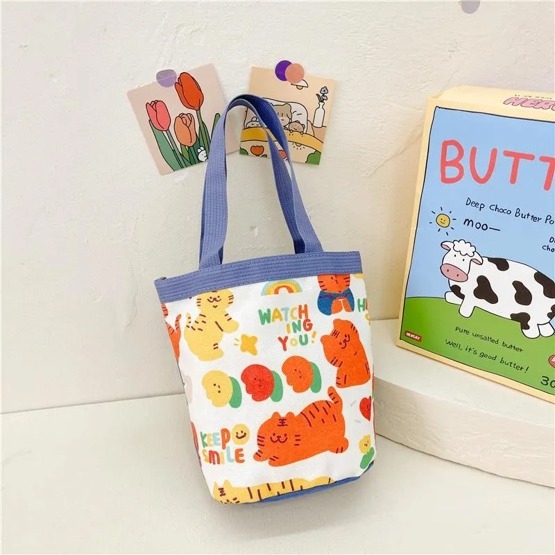 Cartoon Graffiti Bento Bag - Cute Canvas Handbag