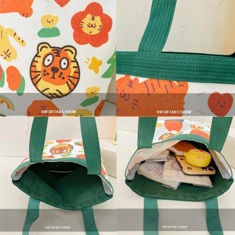 Cartoon Graffiti Bento Bag - Cute Canvas Handbag