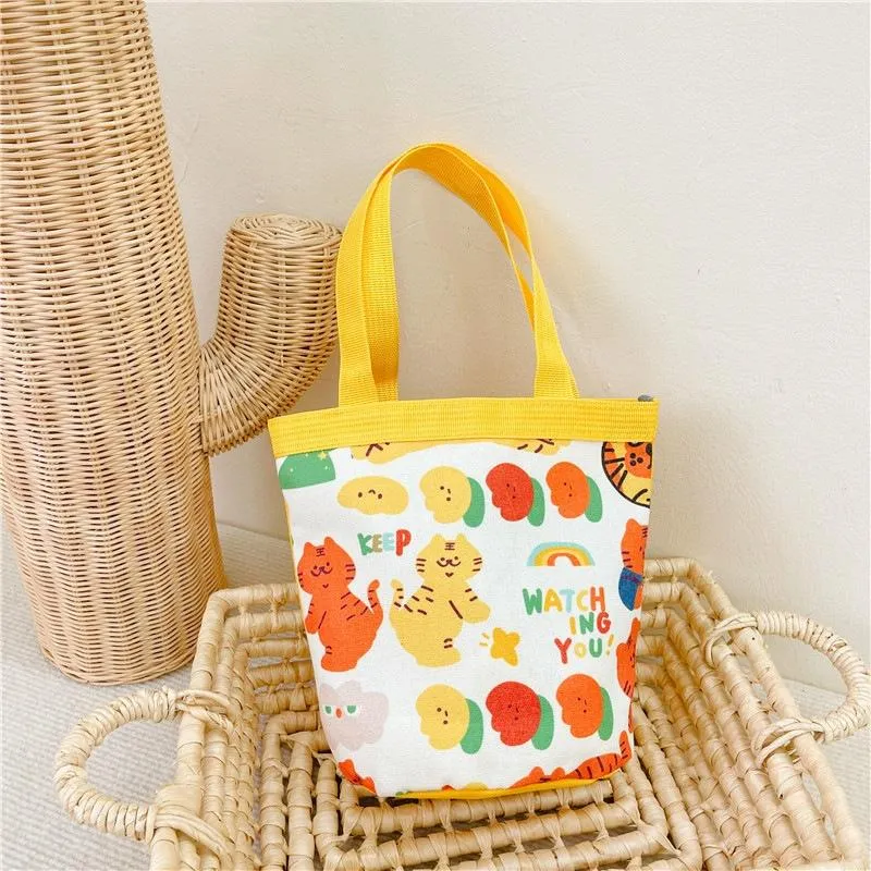 Cartoon Graffiti Bento Bag - Cute Canvas Handbag