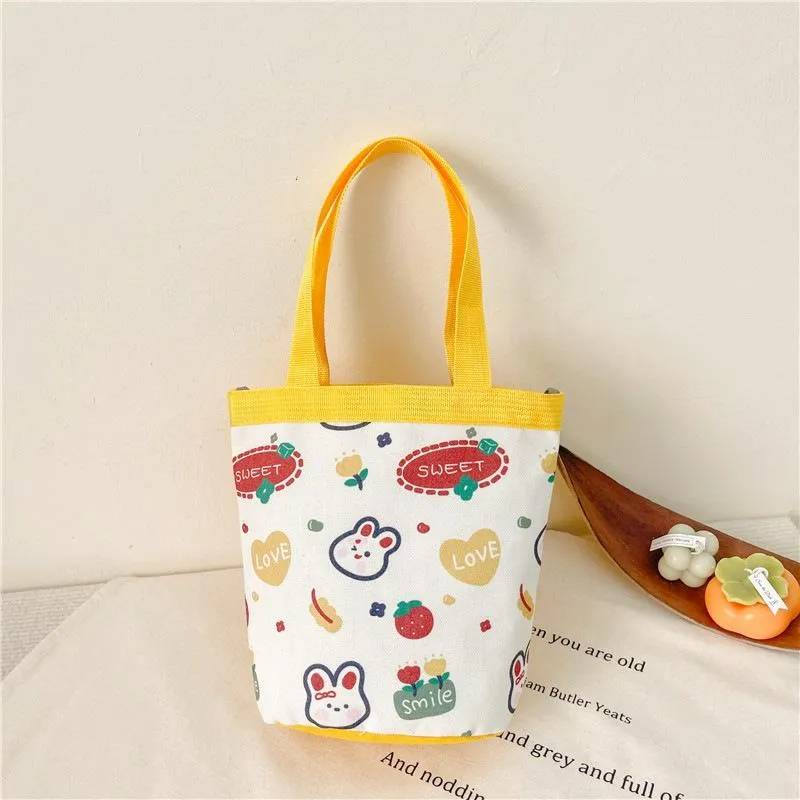Cartoon Graffiti Bento Bag - Cute Canvas Handbag