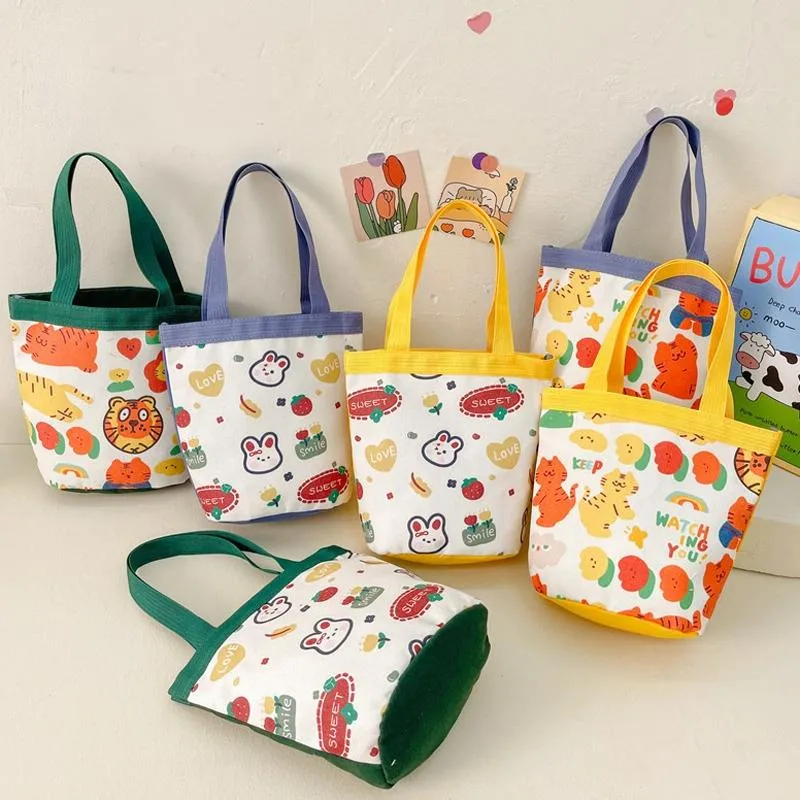 Cartoon Graffiti Bento Bag - Cute Canvas Handbag
