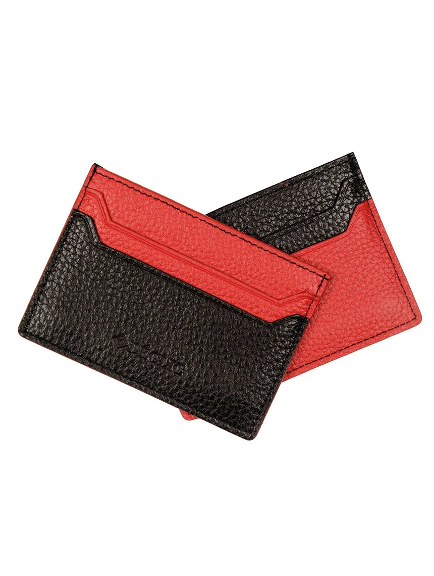 DCLIC Block Reverse Credit Card Wallet - Black-Red