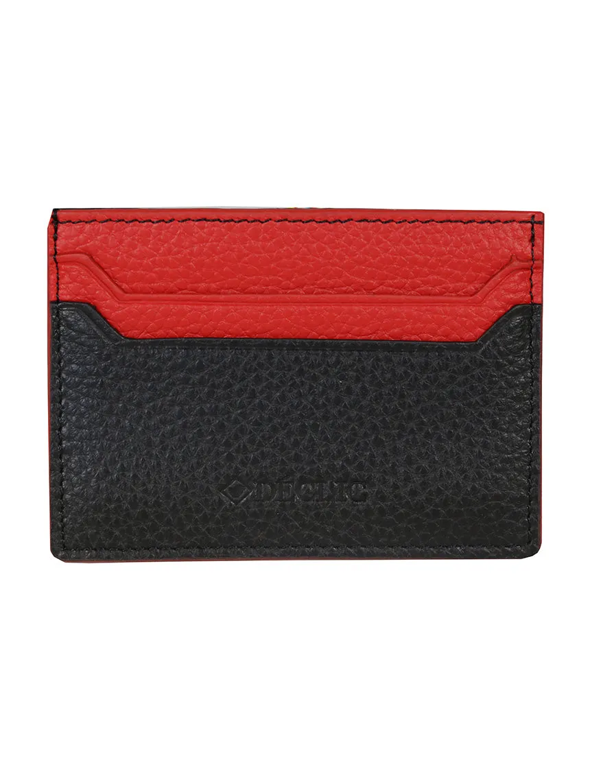 DCLIC Block Reverse Credit Card Wallet - Black-Red