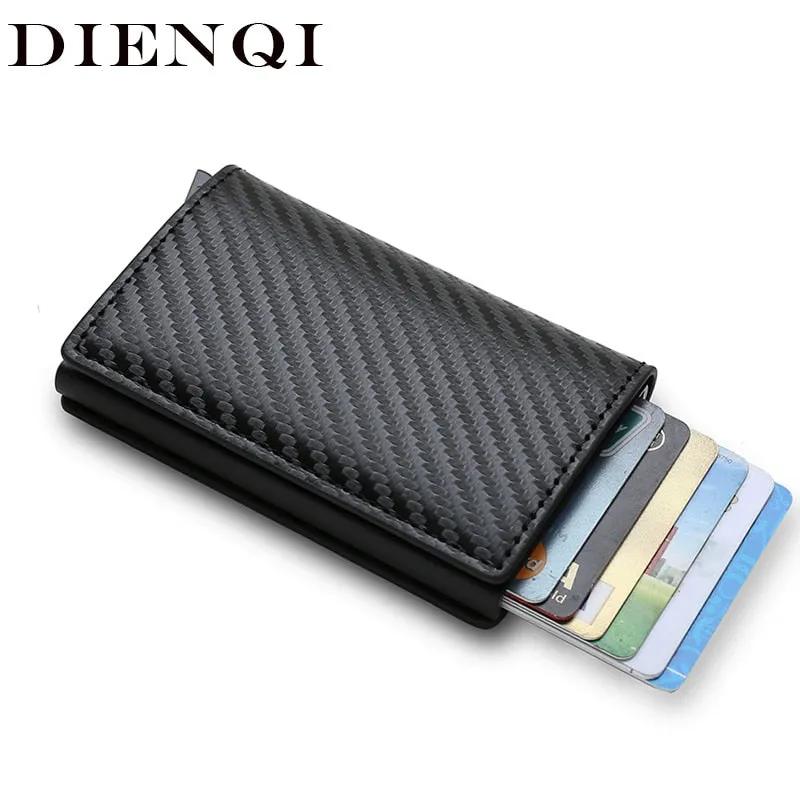 DIENQI Rfid Card Holder Men Wallets Money Bag Male Vintage Black Short Purse 2020 Small Leather Slim Wallets Mini Wallets Thin