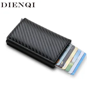 DIENQI Rfid Card Holder Men Wallets Money Bag Male Vintage Black Short Purse 2020 Small Leather Slim Wallets Mini Wallets Thin
