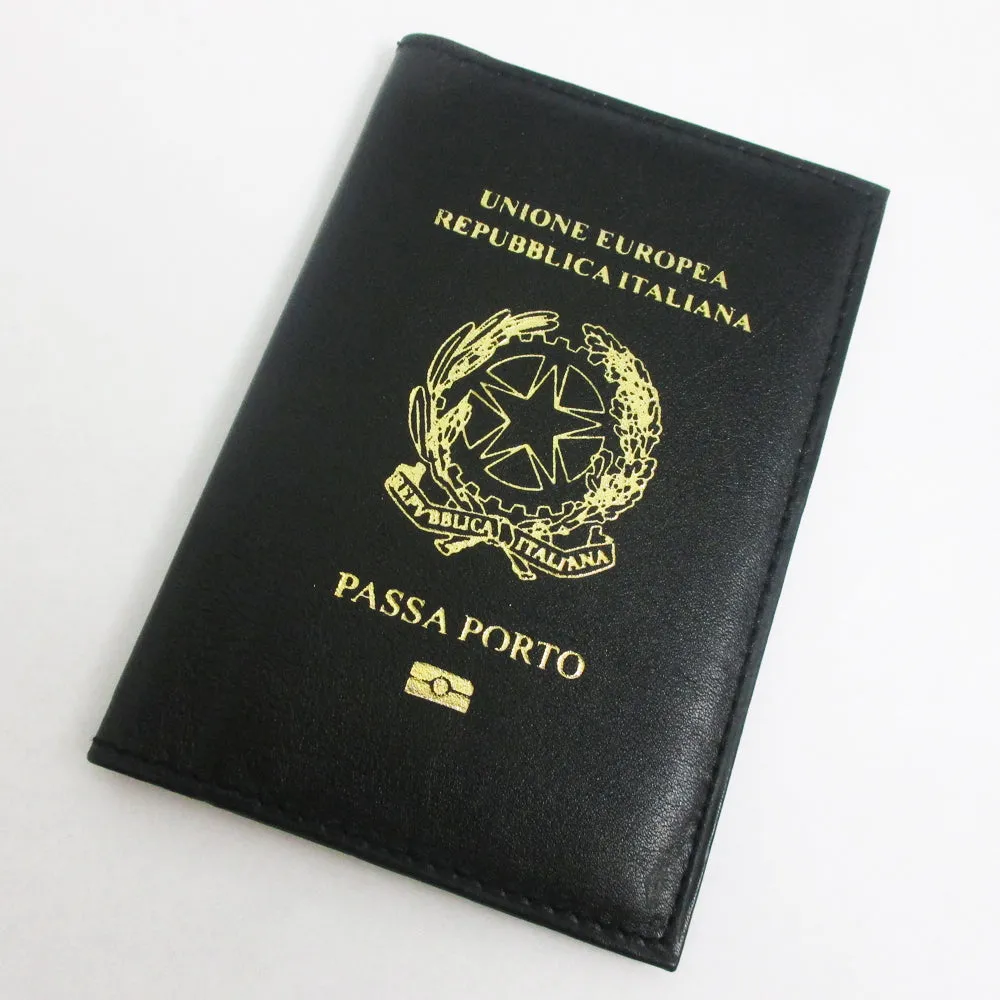 Italian Italy Genuine Leather Passport Cover Holder Protector Europe Union New