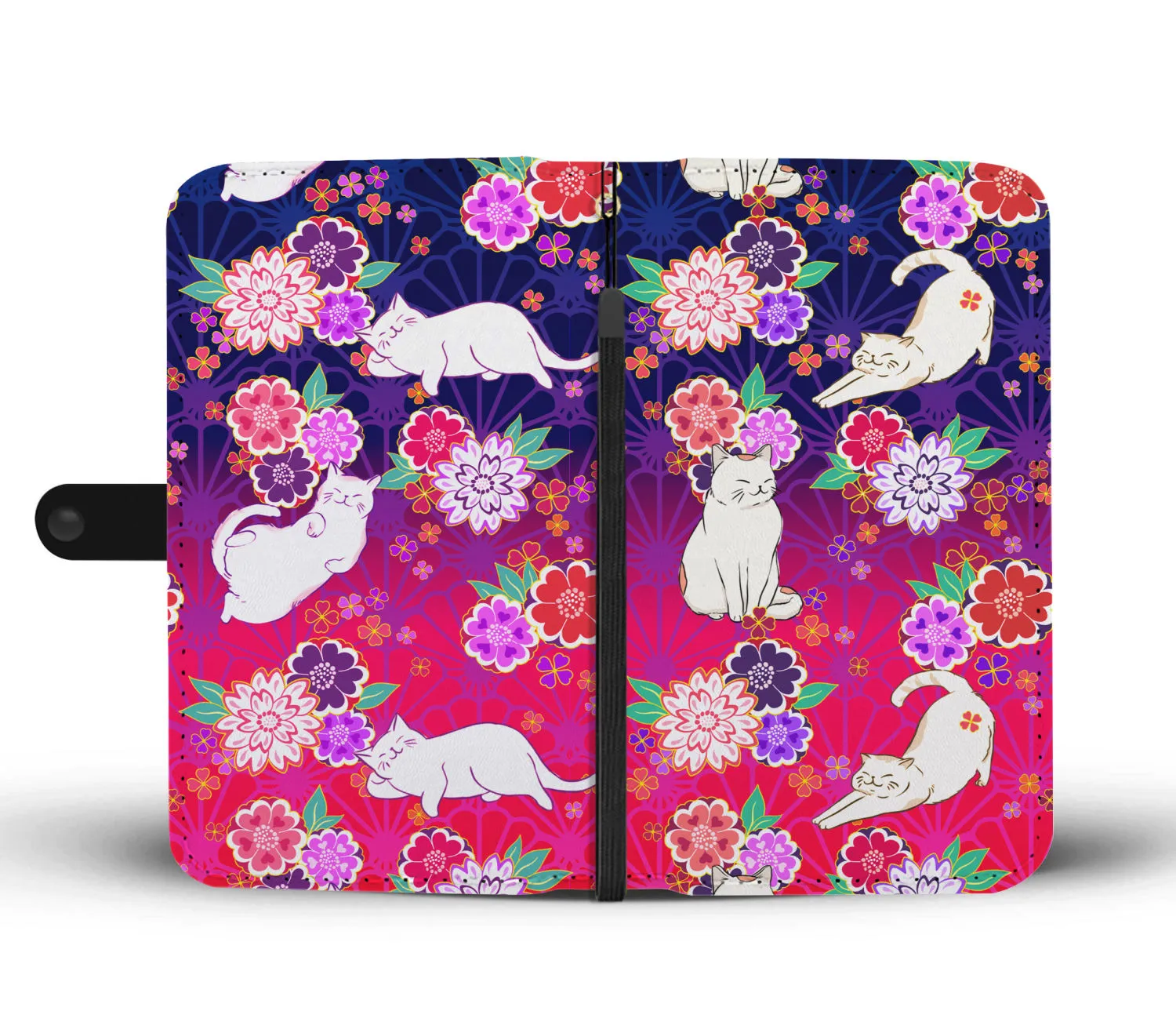 Pink to Navy Cats Wallet Case