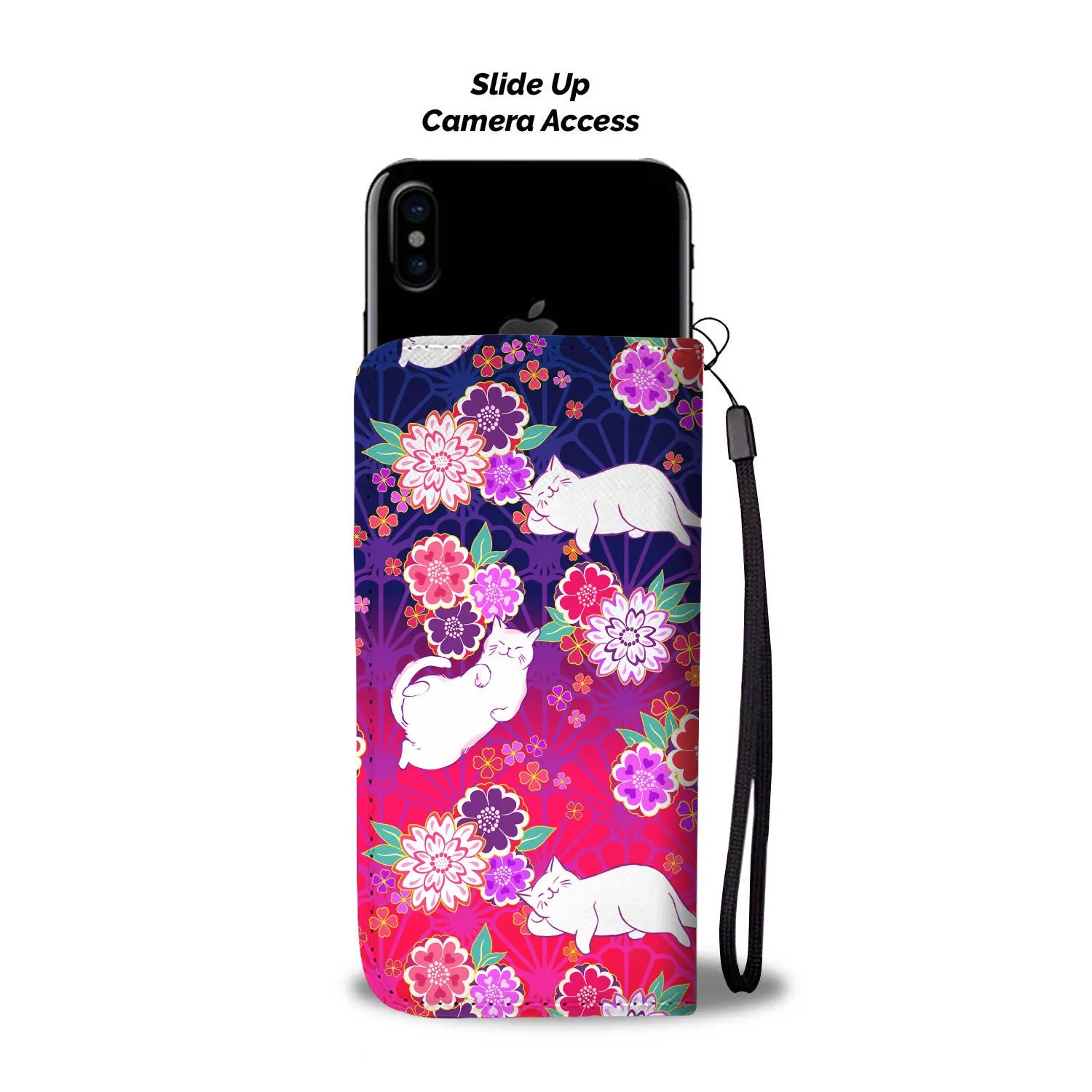 Pink to Navy Cats Wallet Case