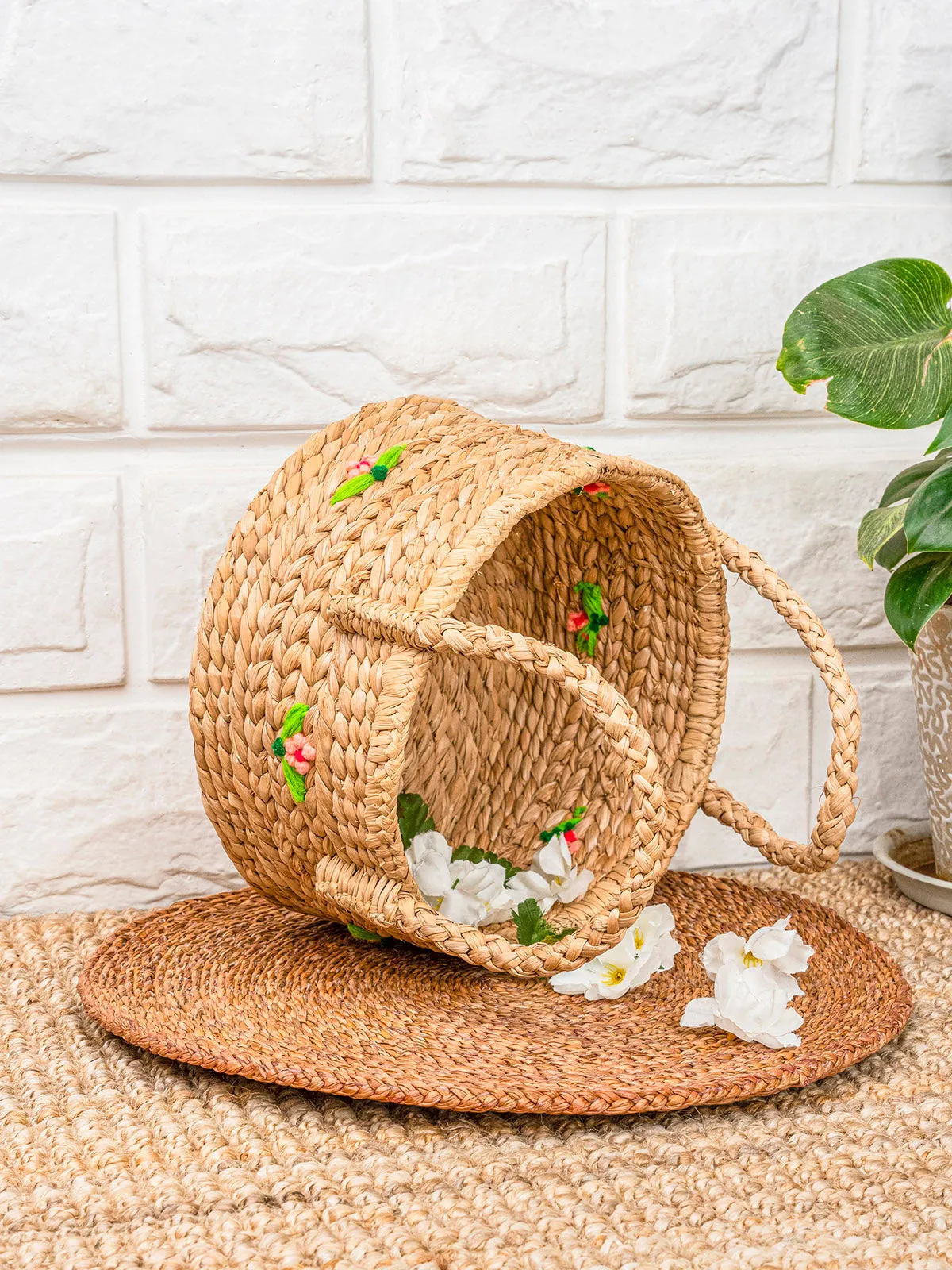 Round Big Flower Basket with Handle