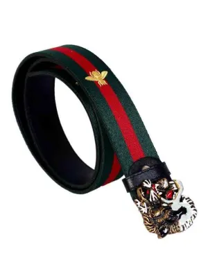 Web Bee Print With Tiger Buckle Green/Red